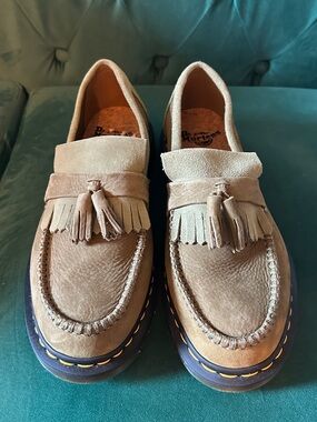 Dr. Martens Tan Suede Tassel Fringe Loafers